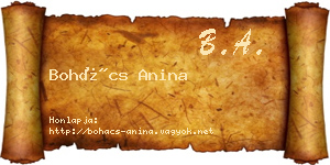 Bohács Anina névjegykártya